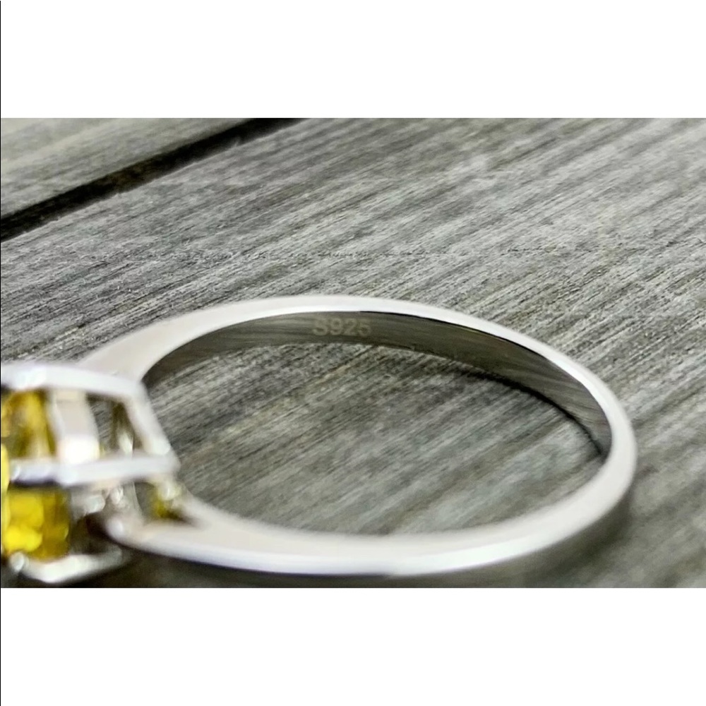 Sterling Silver And Genuine Solitaire Citrine Ring - image 4